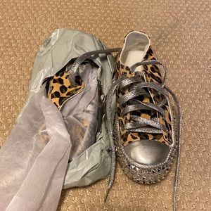 Bling animal print sneaker.